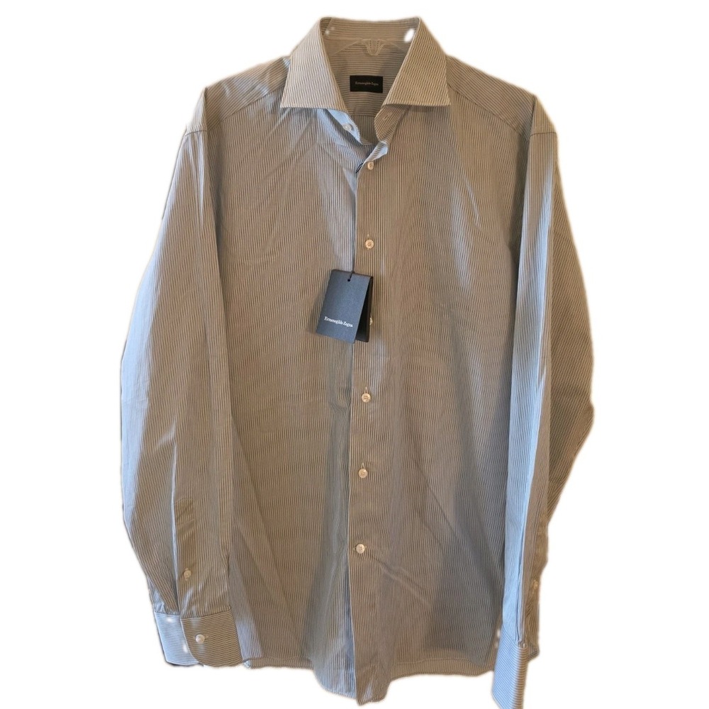 Ermenegildo Zegna Dress Shirt Rossini Men's 41 - 16 Blue Black Striped - NWT